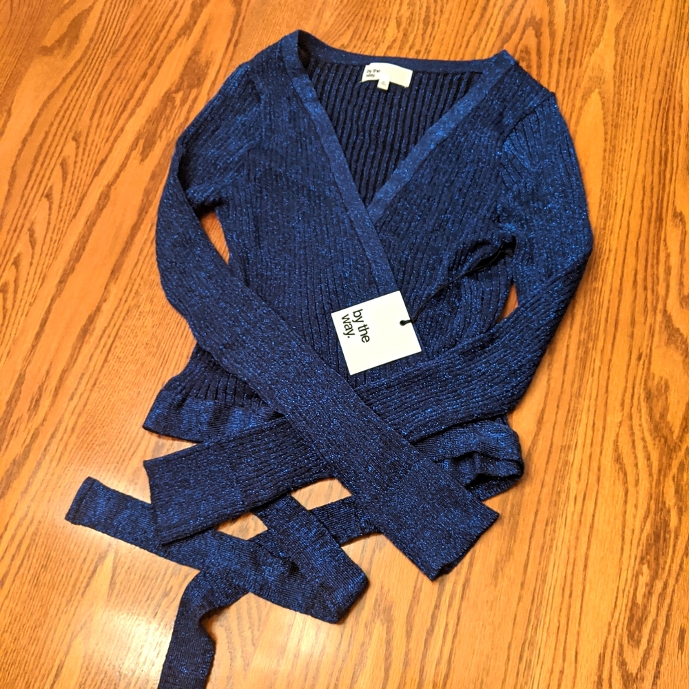 NWT By The Way. Brand Sparkly Holiday Wrap Sweater